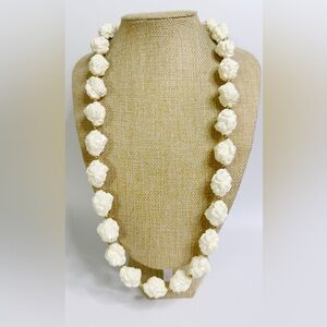 Chunky Cream Necklace Acrylic Rock Statement Wilma Flintstone Vintage 28 inch